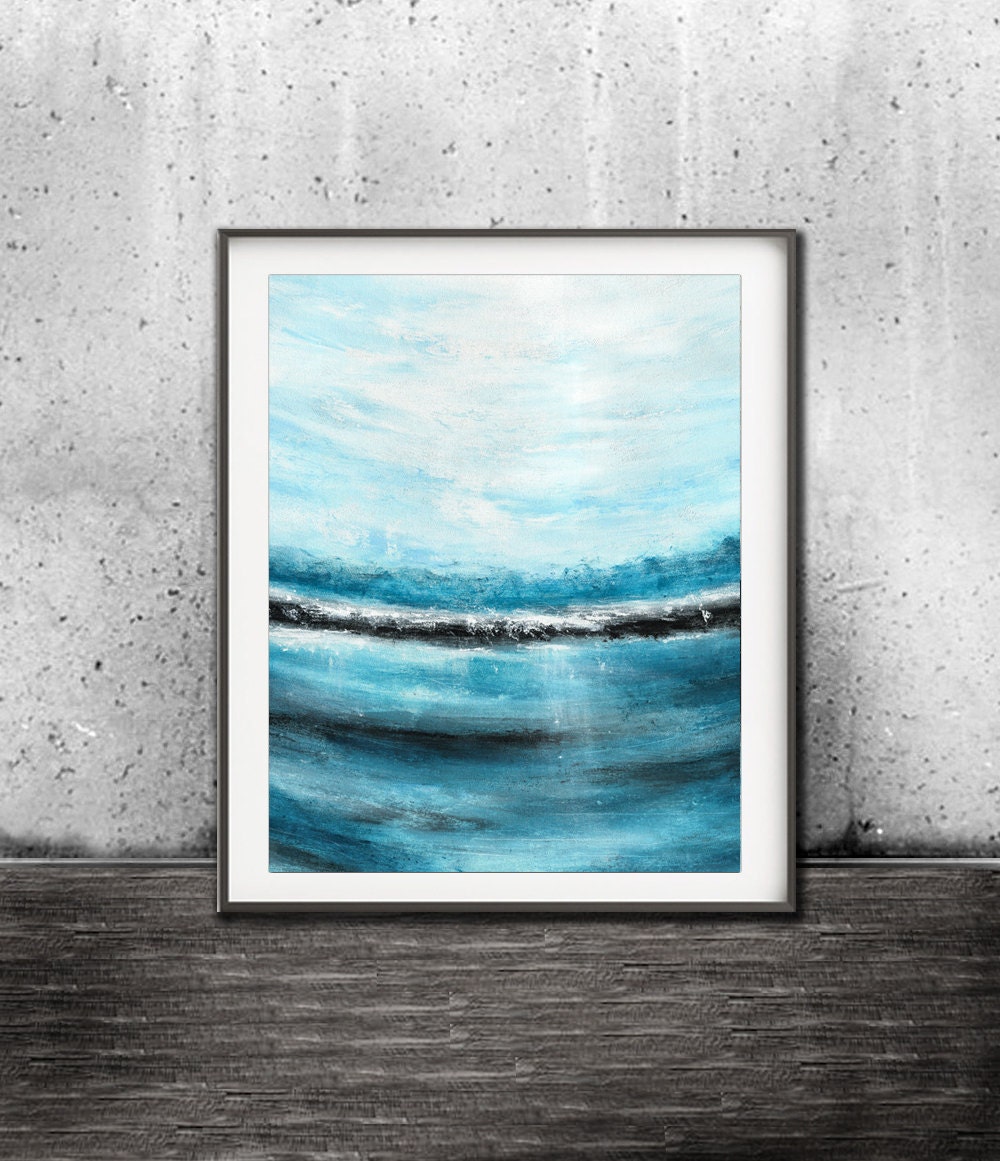 Instant download printable art print blue white modern painting waves oceans wall decor abstract art modern artwork home decor