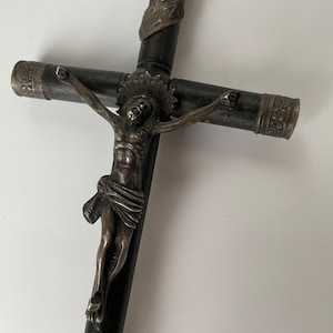 Very Old CRUCIFIX Ebony & Sterling Silver- 17th/18th c.