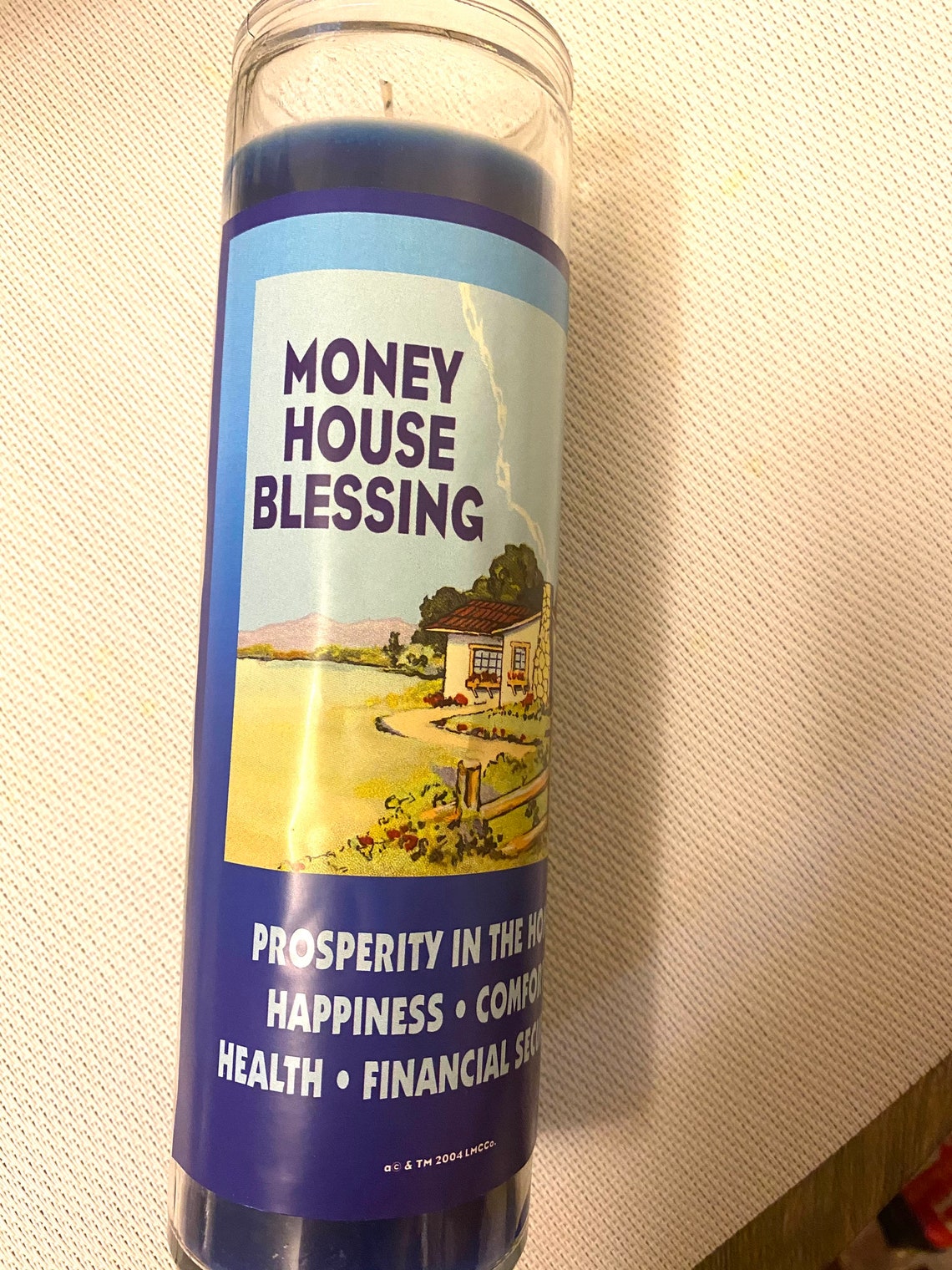 Money House Blessing Glass Encased Candle Lucky Mojo Curio Etsy