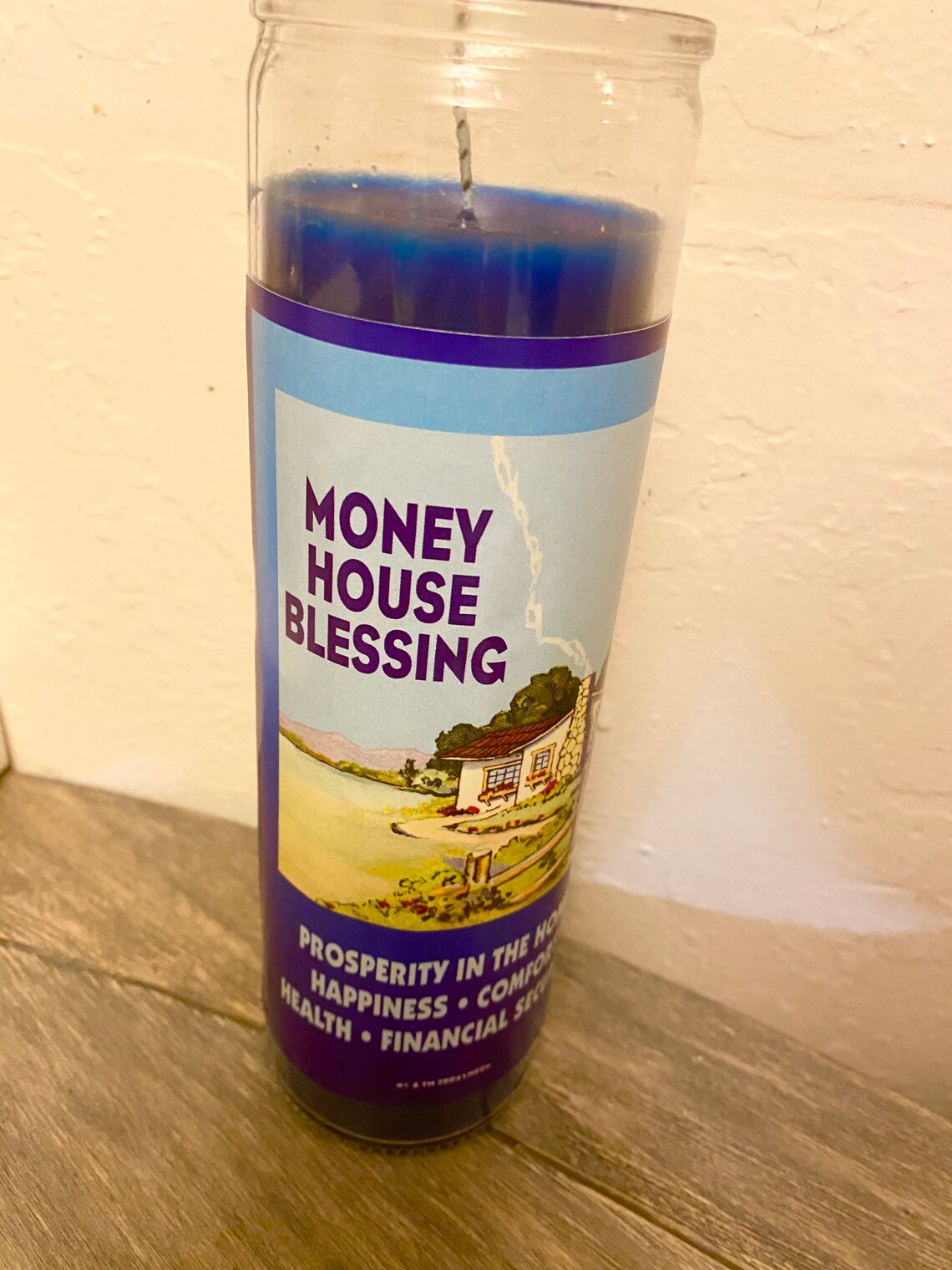 Money House Blessing Glass Encased Candle Lucky Mojo Curio Etsy