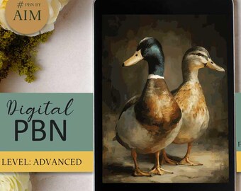 Mallard Ducks Digital Paint by Numbers Kit, Irish Wildlife Art (PNG Download A2 Size )