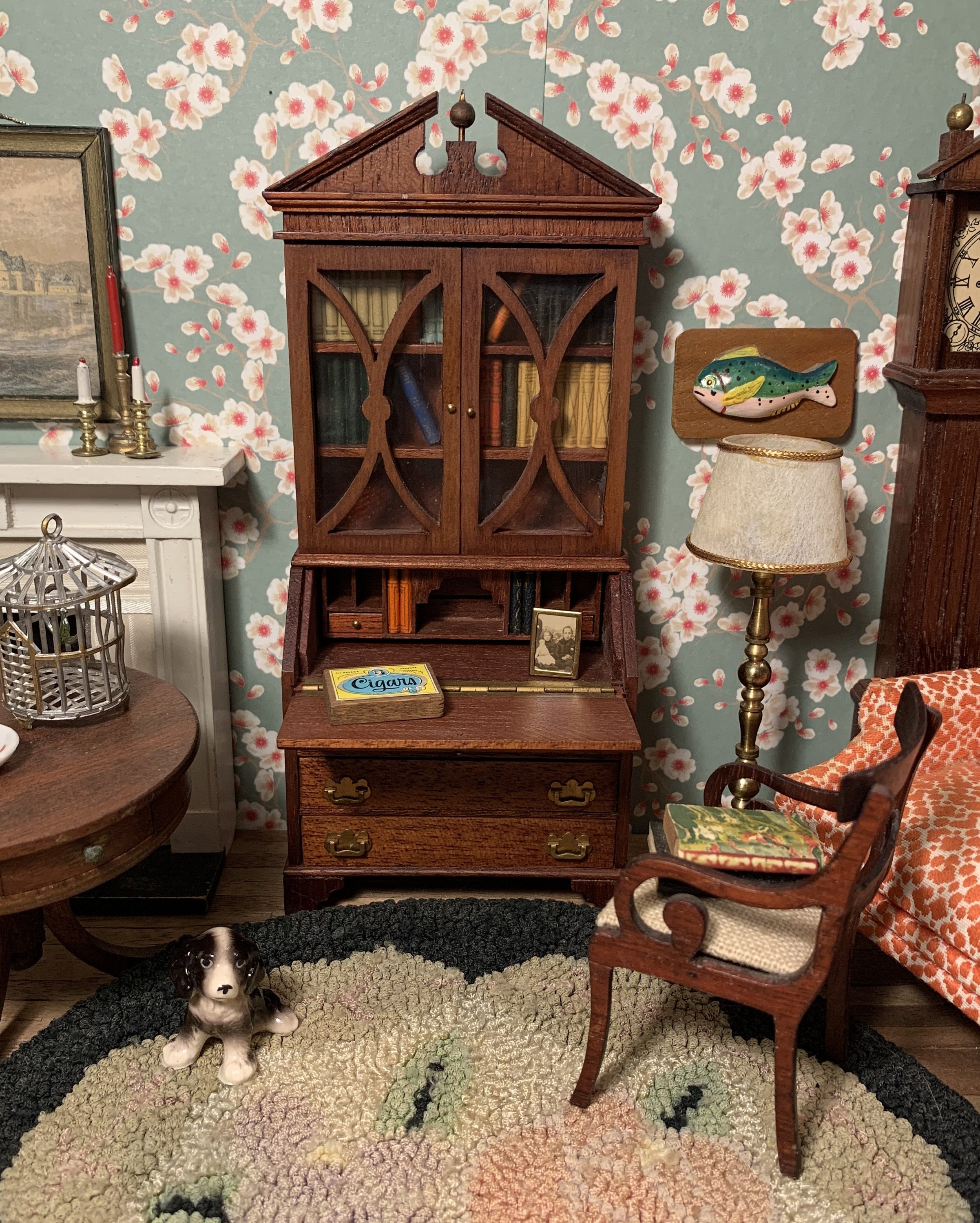 Classic antique reproduction furniture. Secrtaire cabinet office fu