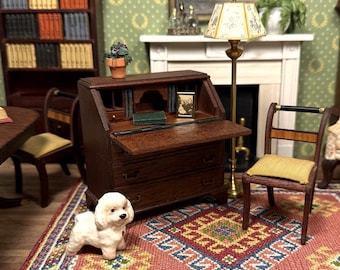 Desk Sonia Messer (Block House) Mahogany, Drop Front, Miniature Vintage from 1960s-70s for 1:12 Scale Dollhouse