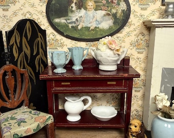 Dining Room Server or Buffet, Miniature, Gottschalk-Style Made in Japan, 1910s-30s, Large 1:12 Dollhouse