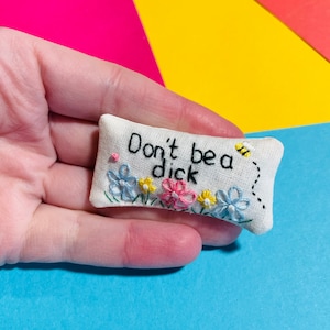 Pocket Calmer. Stitchy Profanity. Funny Gift. Lavender Sachet. Hand Embroidery. Lavender bag. Swear. Profanity. Rude Gifts.