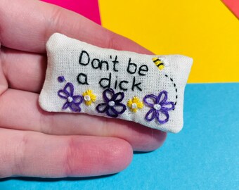 Stitchy Profanity Lavender Sachet for Pocket Calming - Funny Hand Embroidered Swear Gift - Rude and Relaxing Lavender Bag