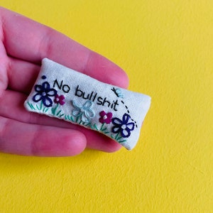 Pocket Calmer. Stitchy Profanity. Funny Gift. Lavender Sachet. Hand Embroidery. Lavender bag. Swear. Profanity. Rude Gifts.