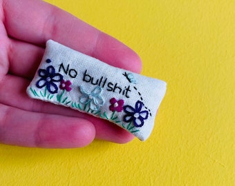 Pocket Calmer. Stitchy Profanity. Funny Gift. Lavender Sachet. Hand Embroidery. Lavender bag. Swear. Profanity. Rude Gifts.