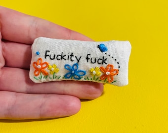 Pocket Profanity- Embroidered Lavender Pocket Calmers- Funny Gift for Stress Relief - Handmade Lavender Sachet - Custom Orders Available