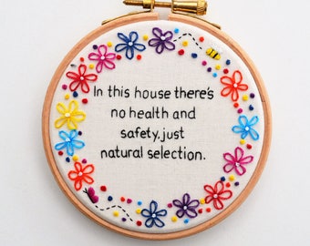 Hand Embroidery Hoop Art/ Passive Aggressive/ Sarcasm Quote Art/  Gift Funny Wall Art Profanity