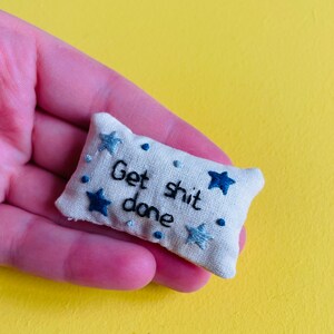 Pocket Calmer. Stitchy Profanity. Funny Gift. Lavender Sachet. Hand Embroidery. Lavender bag. Swear. Profanity. Rude Gifts.