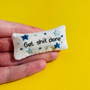 Pocket Calmer. Stitchy Profanity. Funny Gift. Lavender Sachet. Hand Embroidery. Lavender bag. Swear. Profanity. Rude Gifts.