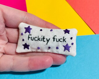 Pocket Profanity-Filled Lavender Sachet- Funny Gift with Hand Embroidery & Swear Words- Rude Gifts- Custom Orders Available