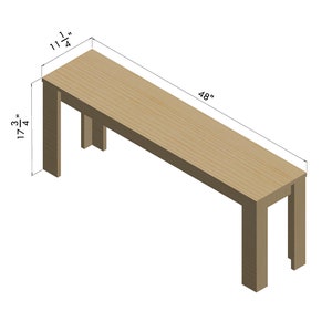 Classic Minimalist Bench. Simple Bench Plans. Entry Level Build. DIY Digital File. Lightweight Standard Height. 4ft Long image 5