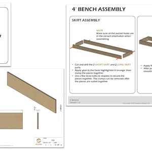 Classic Minimalist Bench. Simple Bench Plans. Entry Level Build. DIY Digital File. Lightweight Standard Height. 4ft Long image 6