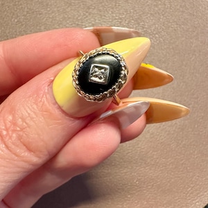 Art Deco Art Nouveau 10K Yellow Gold Black Onyx - Size 4.5