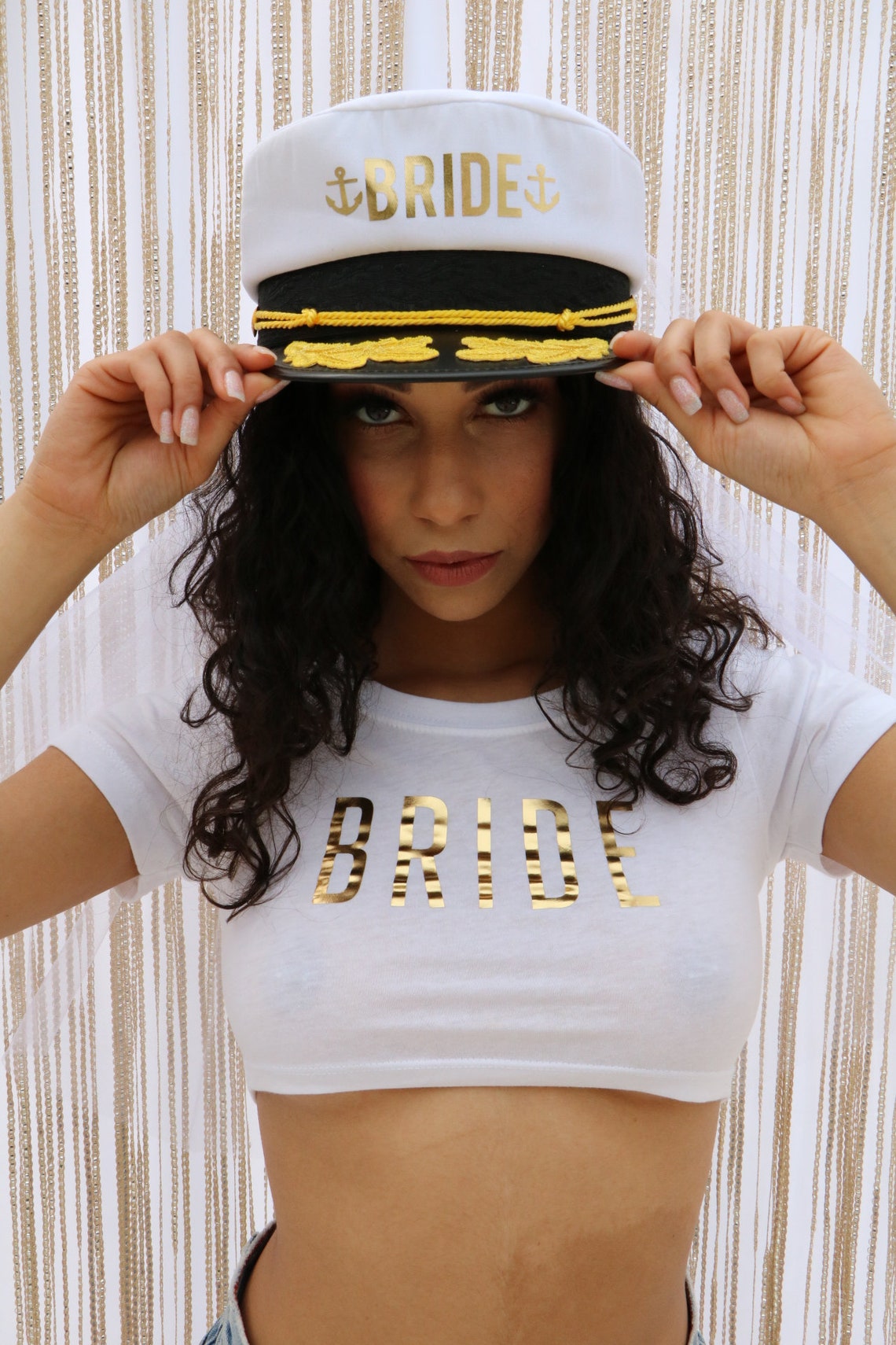 Bride Captain Hat with Veil Bride's Crew Sailor Hat Etsy