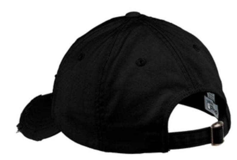 May include: A black baseball cap with a curved brim and an adjustable strap.