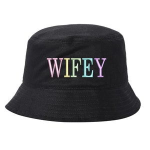 Wifey Hats, Embroidered  Bucket Hat, Bachelorette Hats Bride to Be Summer Hat Honeymoon Hat for Bride