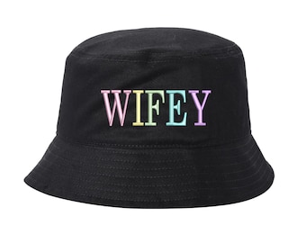Wifey Hats, Embroidered  Bucket Hat, Bachelorette Hats Bride to Be Summer Hat Honeymoon Hat for Bride