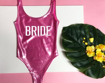 BRIDE Swimsuit, Pink Bathing suit Bachelorette Party Swimsuit, Bachelorette Party Shirts, Bride One Piece, Bride Swimsuit , Bride Swimwear