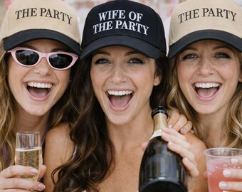 Wife of the Party & The Party Bachelorette Hat Set – Bride and Bridesmaid Hats, Funny Bachelorette Baseball Caps for Bridal Party Hats