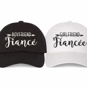 Girlfriend Fiancée & Boyfriend Fiancé Hat Set Engagement Hats for Couples, Proposal Gift, His and Hers Engagement Embroidered Baseball Caps image 11
