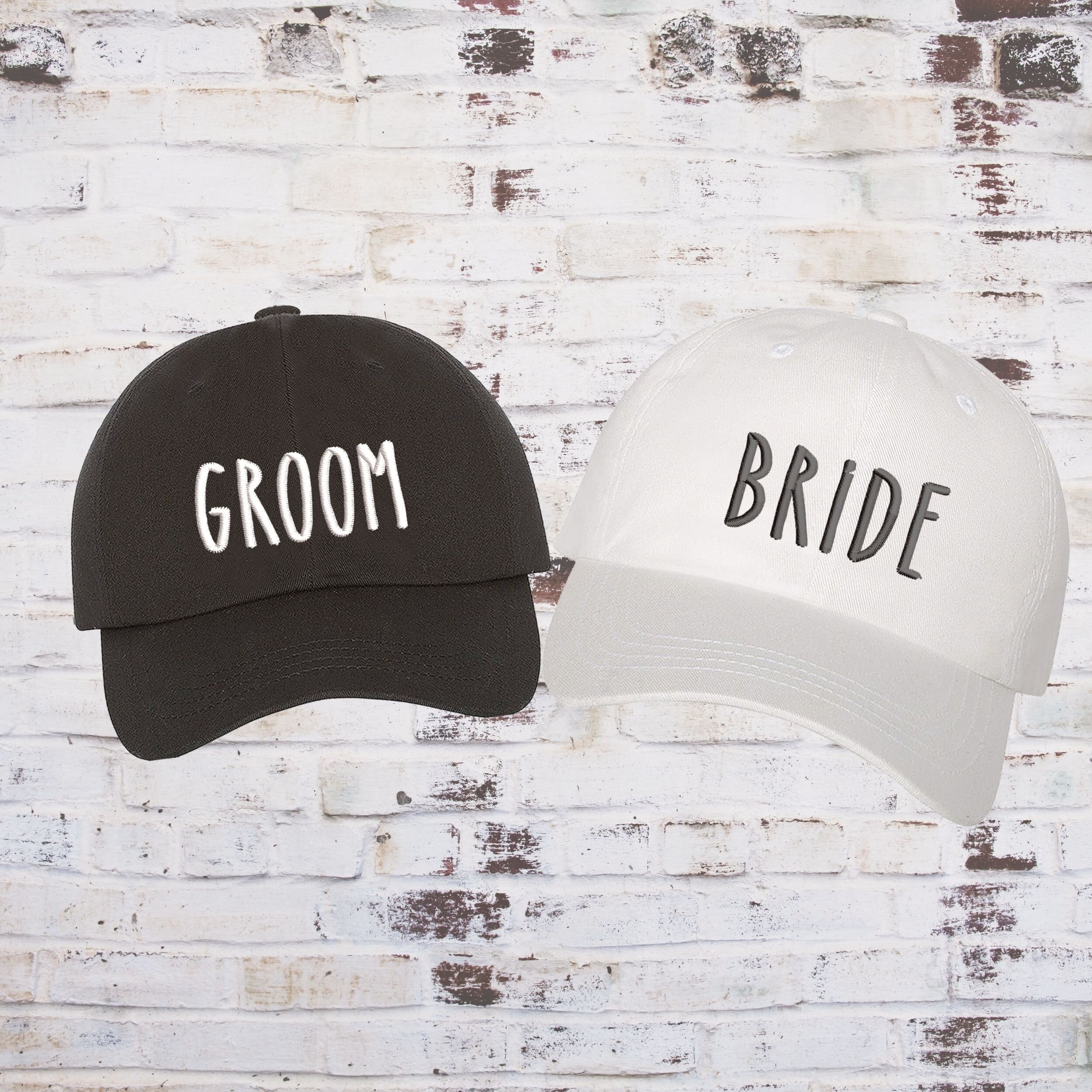 Bride and Groom Baseball Hat Set, Honeymoon Hats, Wifey and  display picture 1