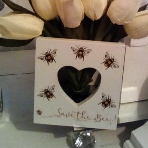 Bee themed box Leather Handle White