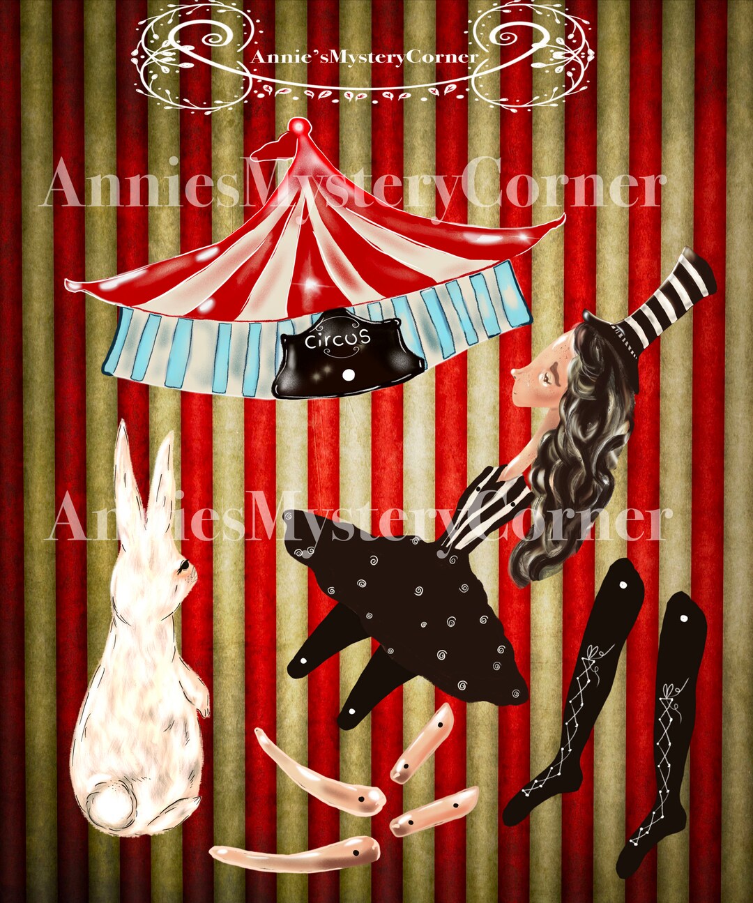 Circus Puppet and Her Rabbit - Etsy