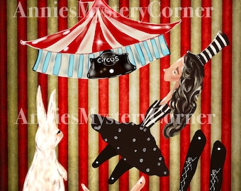 Circus puppet and her rabbit