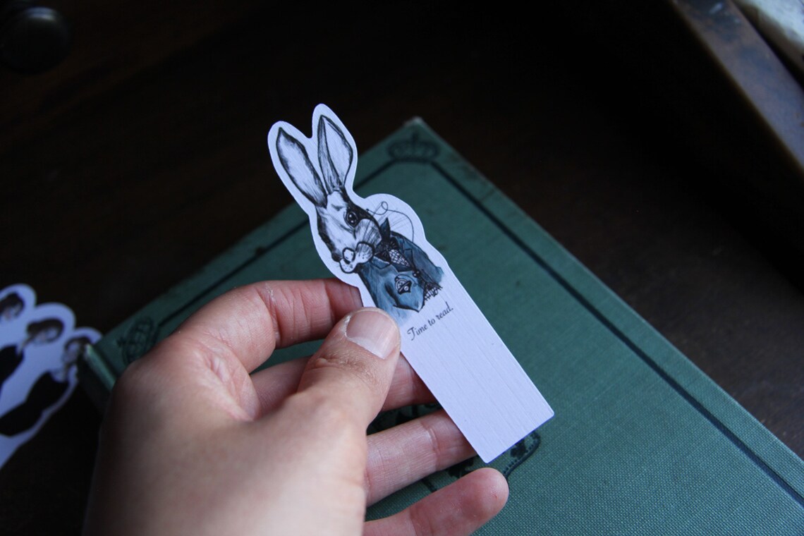 White Rabbit Bookmark, Alice in Wonderland Bookmark, Tiny Bookmark ...