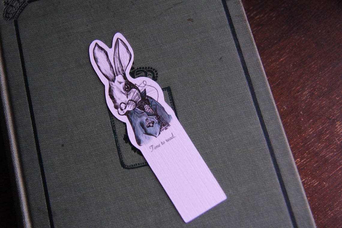 White Rabbit Bookmark, Alice in Wonderland Bookmark, Tiny Bookmark ...