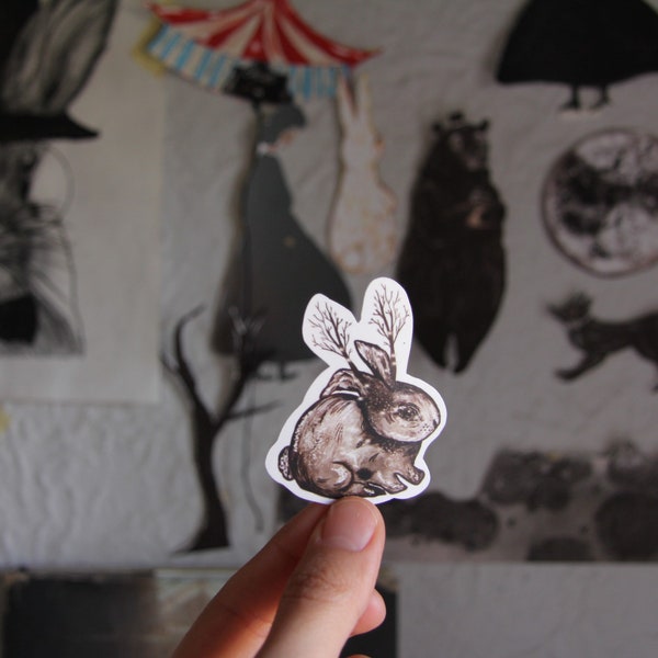 Autumn bunny sticker, rabbit sticker