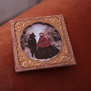 Red riding hood framed tiny art print