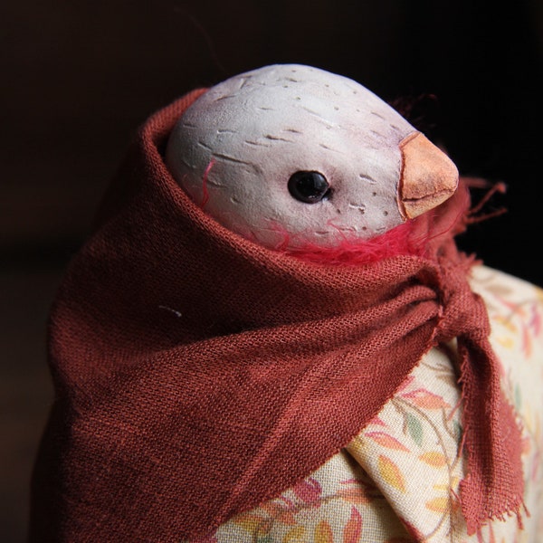 Anna a tiny bird witch cushion doll, bird cushion doll