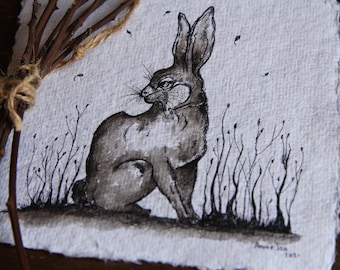 Autumn bunny original drawing