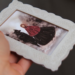 Red riding hood framed tiny art print