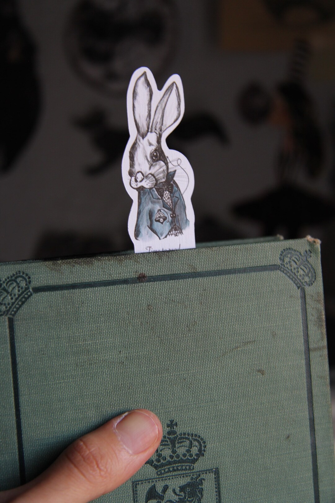 White Rabbit Bookmark, Alice in Wonderland Bookmark, Tiny Bookmark ...