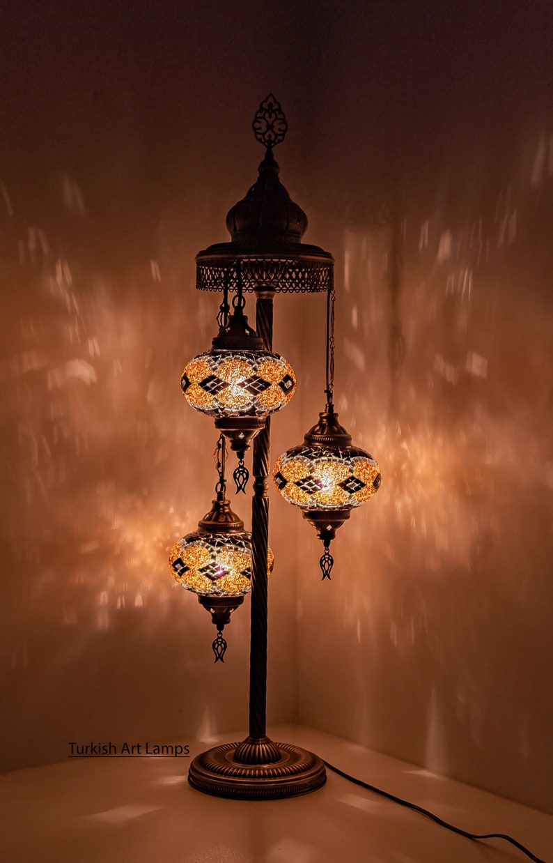 Floor Lamp Turkish Moroccan Decor Light 3 Mosaic Glasses 7 Diameter 39 Height Free