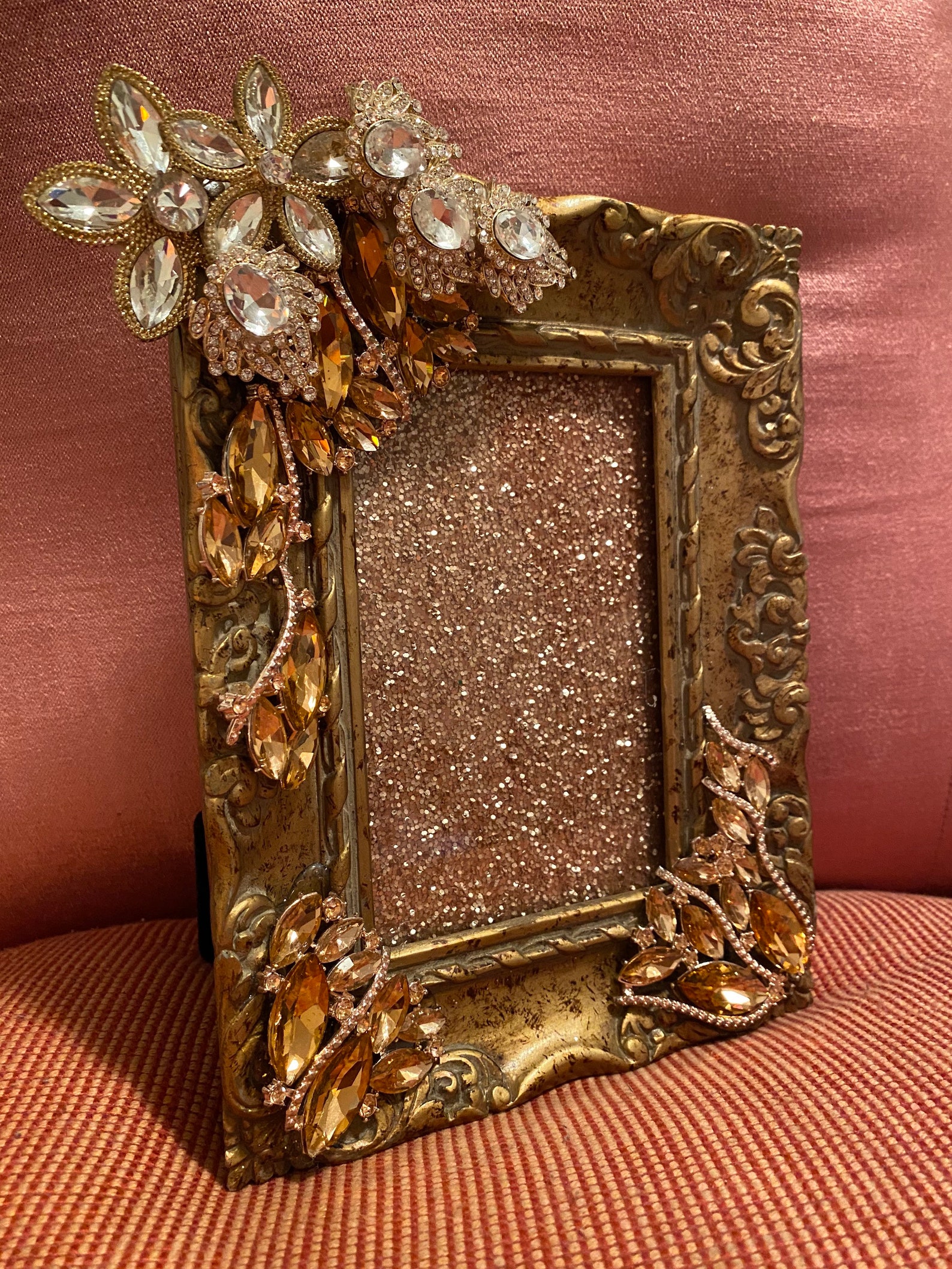 Antique jeweled and rhinestone gold glitter frame 4x6 Etsy
