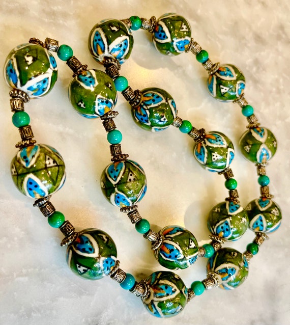 Hand painted deals bead necklace