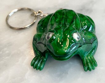 Retro Frog Keychain Marbled Hard Hollow Plastic  Eyes made in Taiwan
