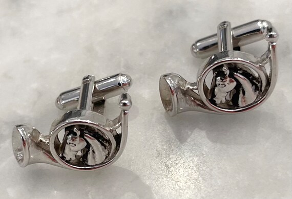 Horse And Horn Cufflinks Hunt Silver - image 4