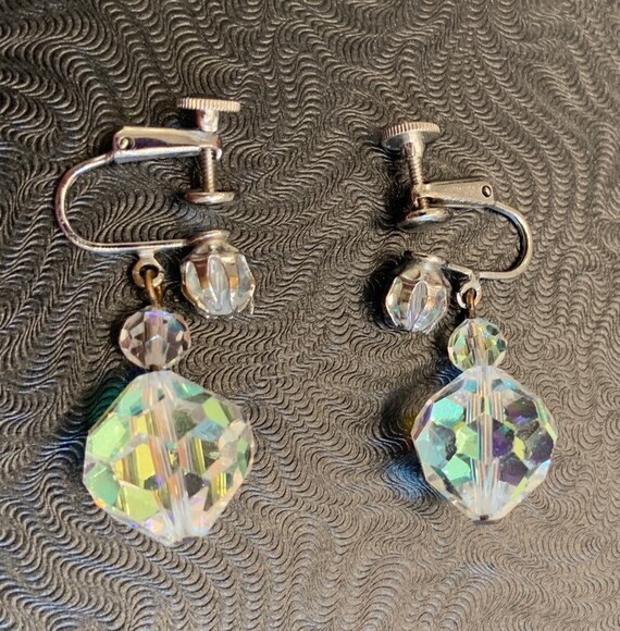 LaGuna Aurora Borealis Crystal Drop Earrings Silv… - image 5