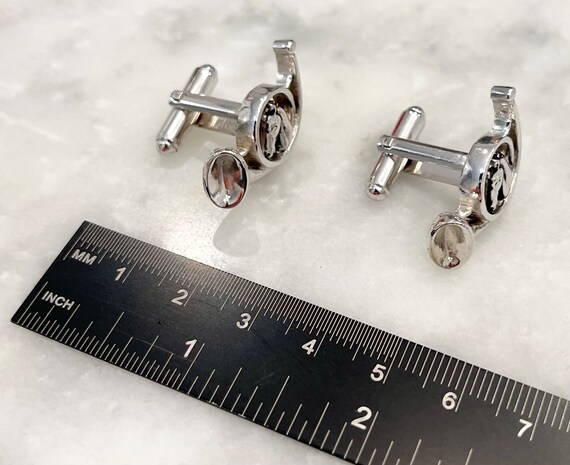 Horse And Horn Cufflinks Hunt Silver - image 3