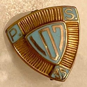 PS 107 Gold Lapel Pin 1/10 10K Turquoise Enamel 1935