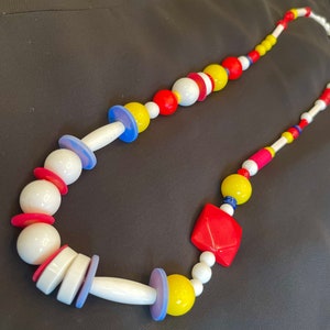 Modern Art Necklace Primary Colors Lucite Asymmetrical Better Vintage Costume