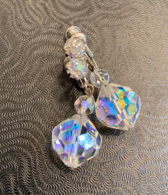 LaGuna Aurora Borealis Crystal Drop Earrings Silv… - image 1