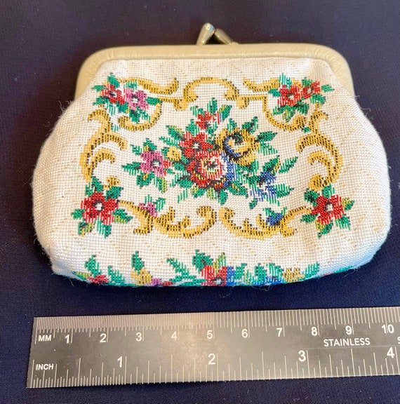 Ivory Tapestry Small Purse 4” Kiss-lock Coin Acce… - image 3